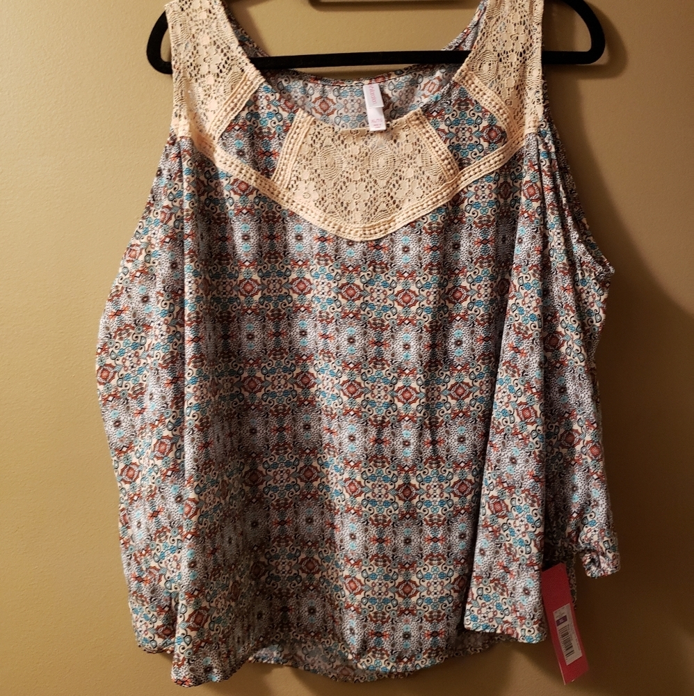 Boho Print Cold Shoulder Top